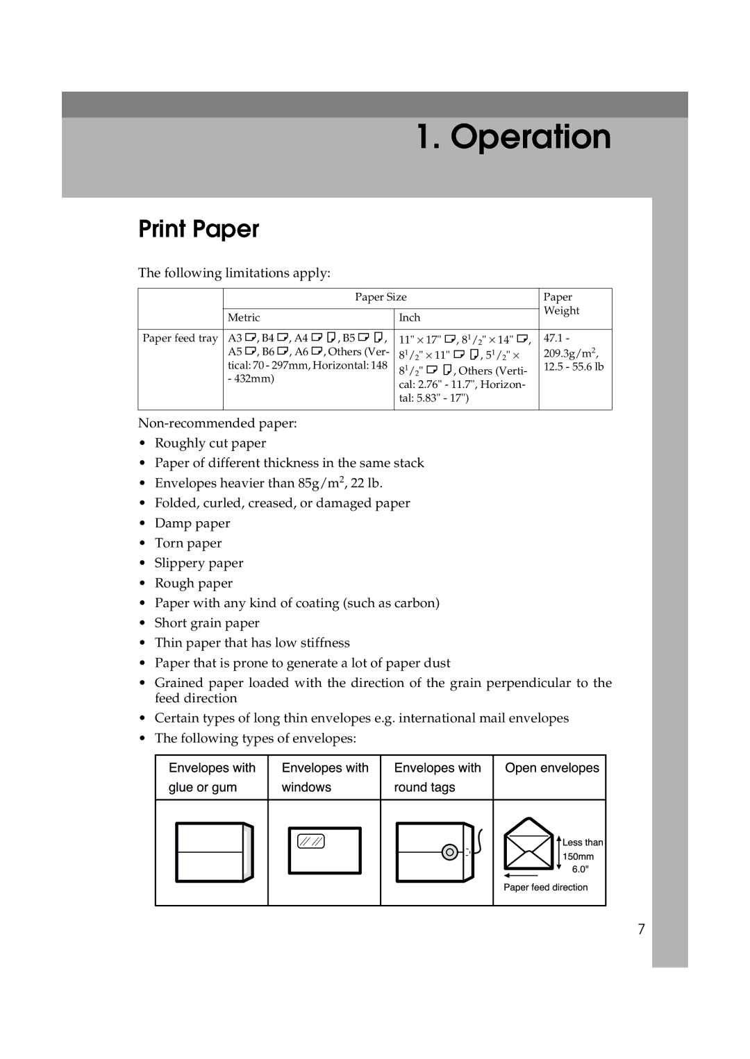 Lanier JP1030, LDD030 manual Operation, Print Paper 