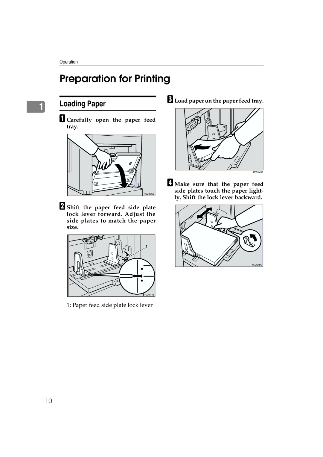 Lanier LDD030, JP1030 manual Preparation for Printing, Carefully open the paper feed tray 