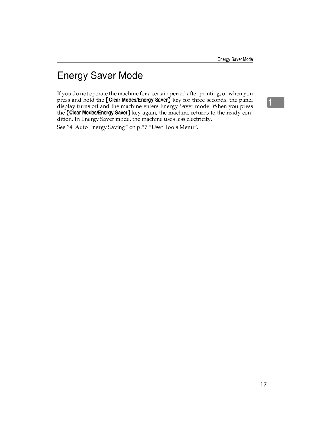 Lanier JP1030, LDD030 manual Energy Saver Mode 