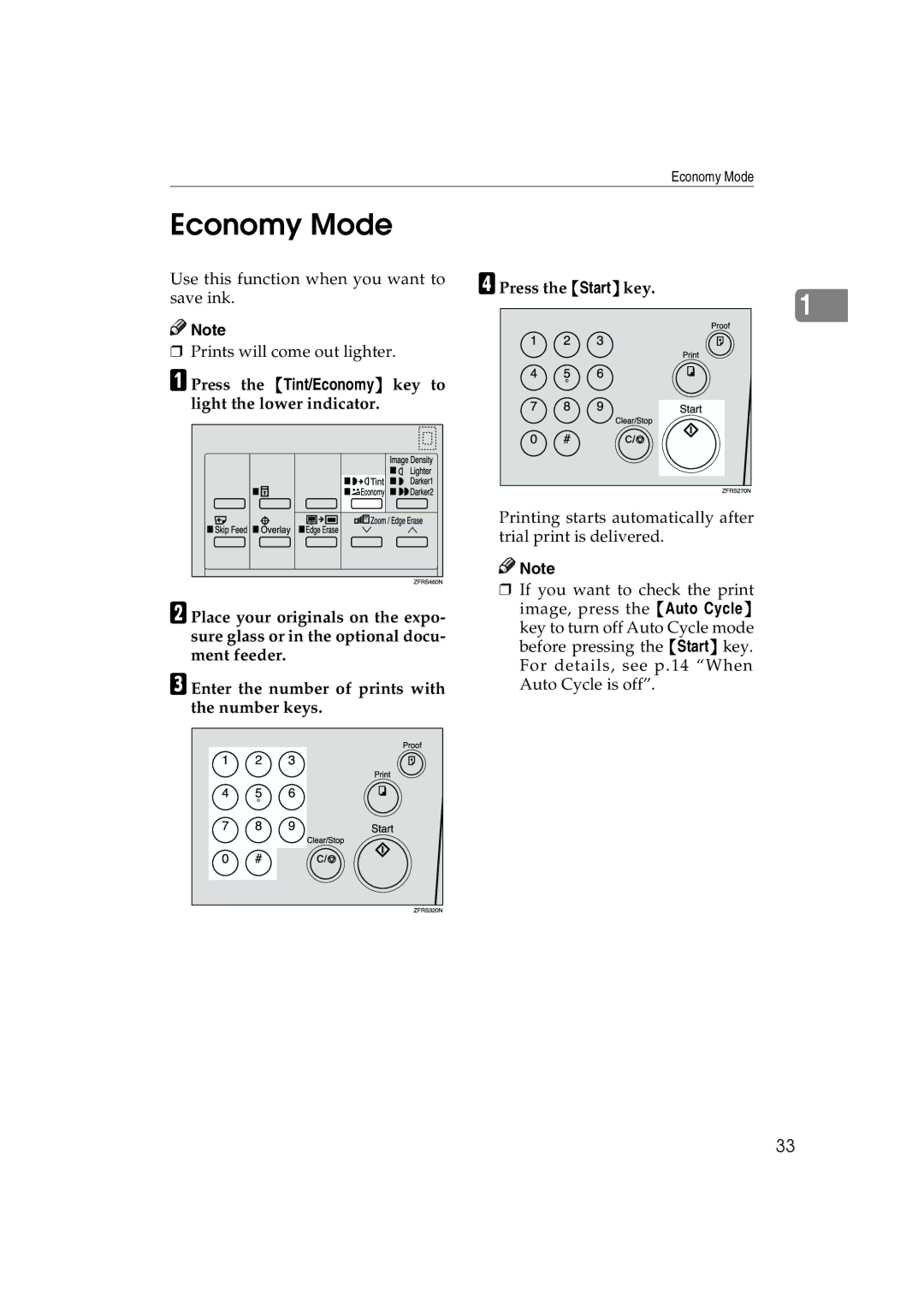 Lanier JP1030, LDD030 manual Economy Mode 