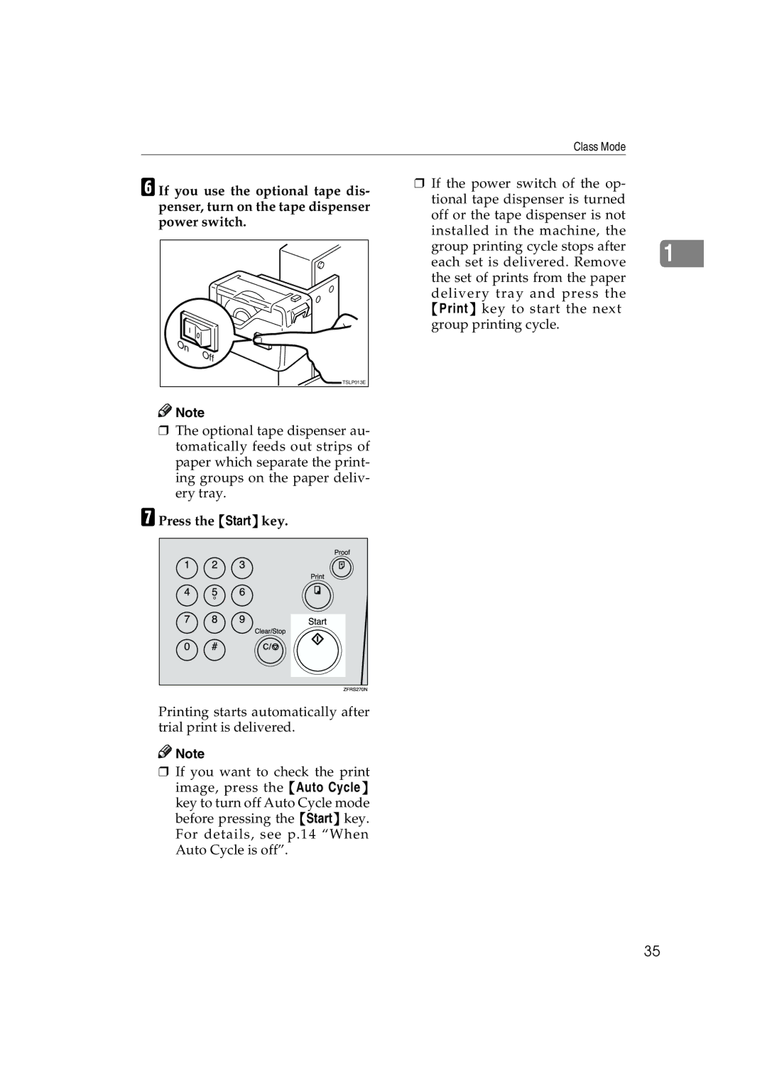 Lanier JP1030, LDD030 manual Off 