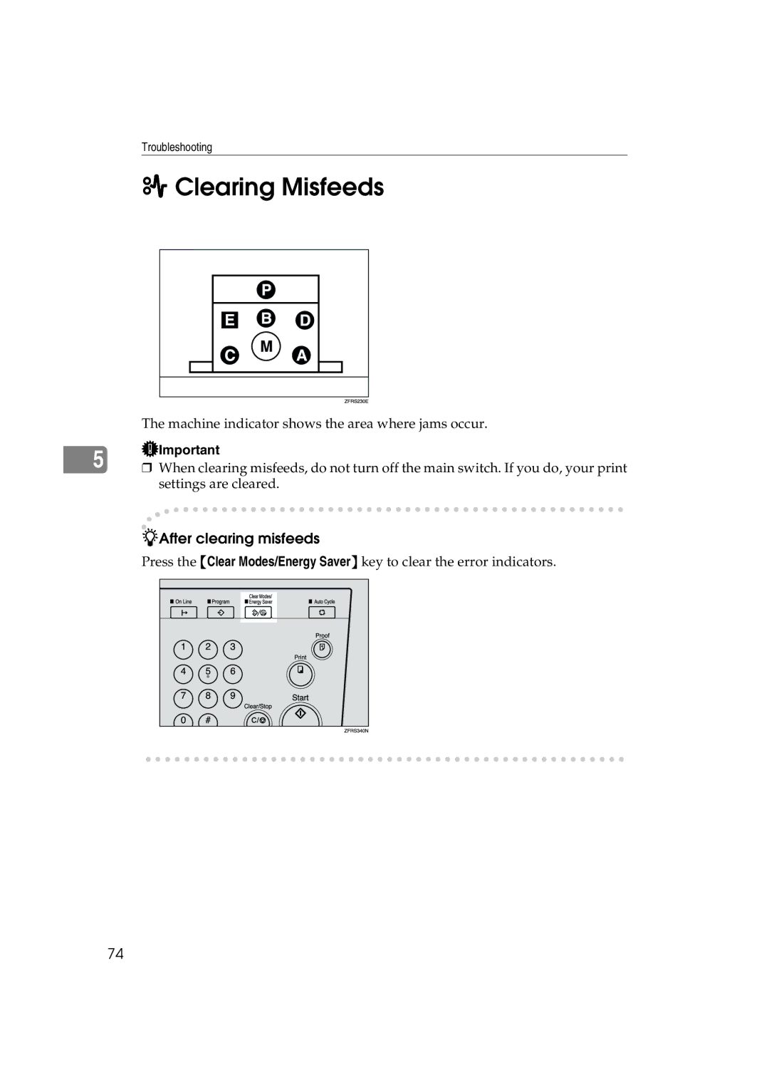 Lanier LDD030, JP1030 manual Clearing Misfeeds 