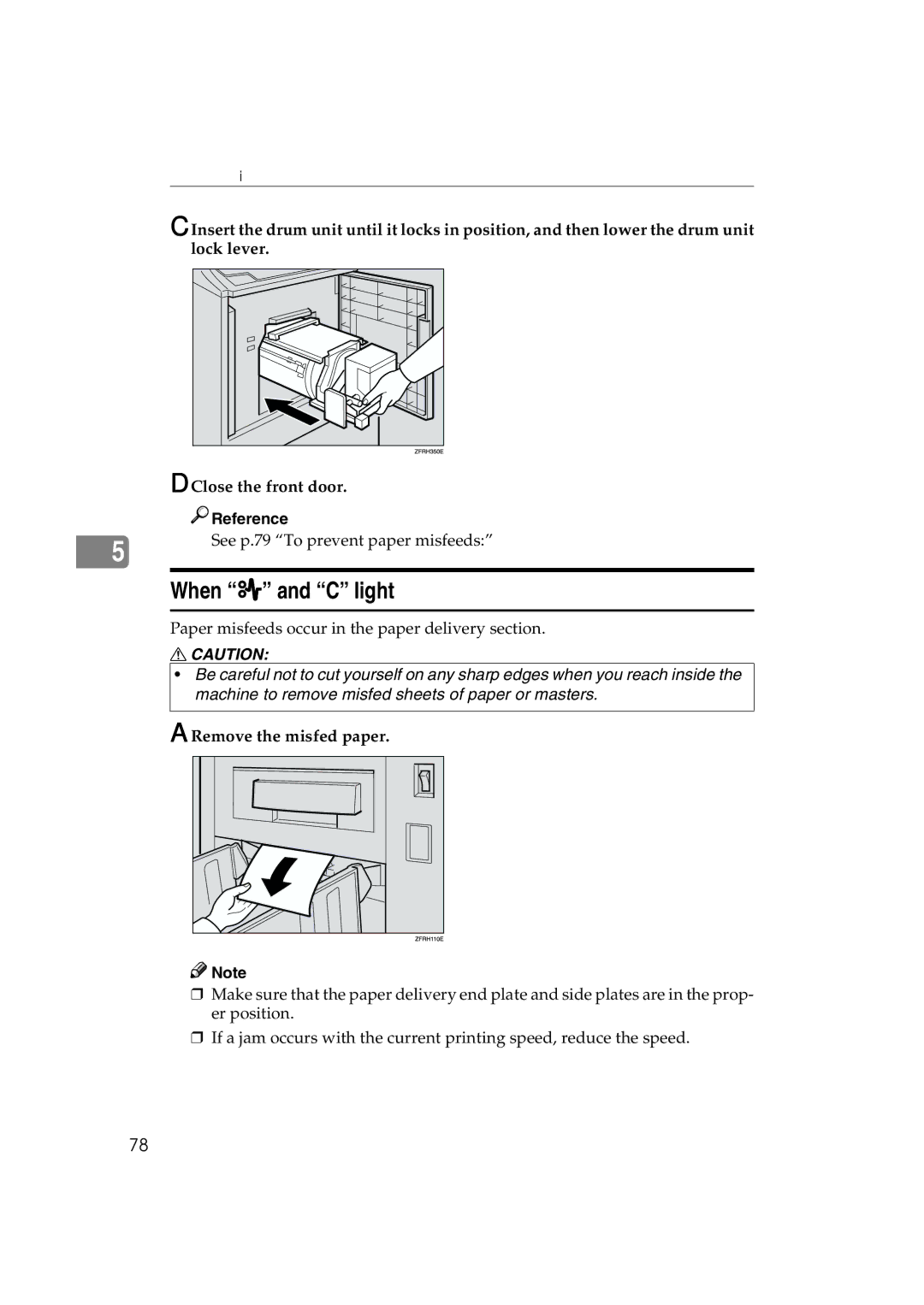 Lanier LDD030, JP1030 manual When x and C light 