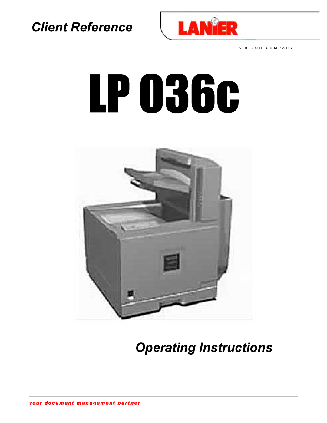 Lanier LP 036c operating instructions 