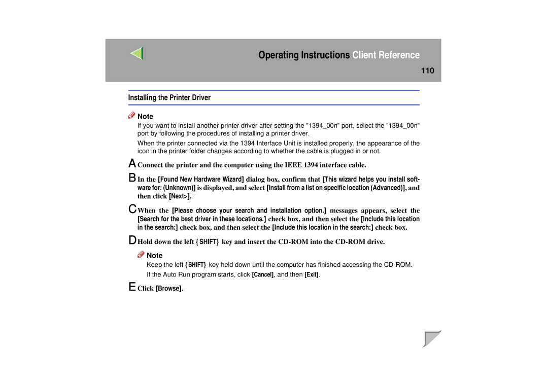 Lanier LP 036c operating instructions Installing the Printer Driver, Click Browse 