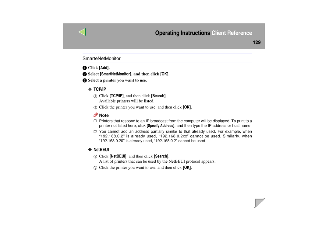 Lanier LP 036c operating instructions 129, NetBEUI 