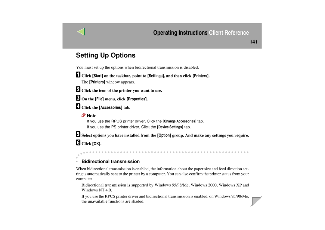 Lanier LP 036c operating instructions Setting Up Options, 141 