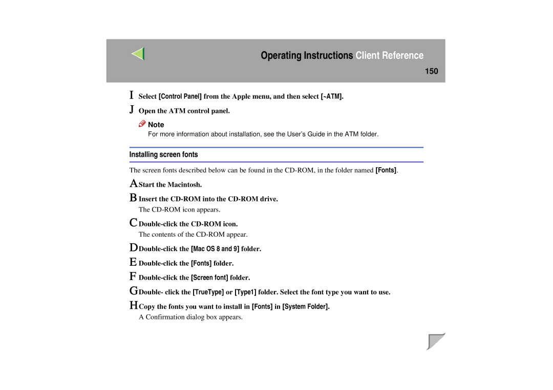 Lanier LP 036c operating instructions 150, Installing screen fonts 