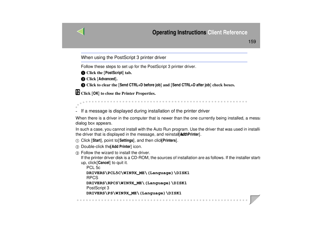 Lanier LP 036c operating instructions 159, When using the PostScript 3 printer driver 