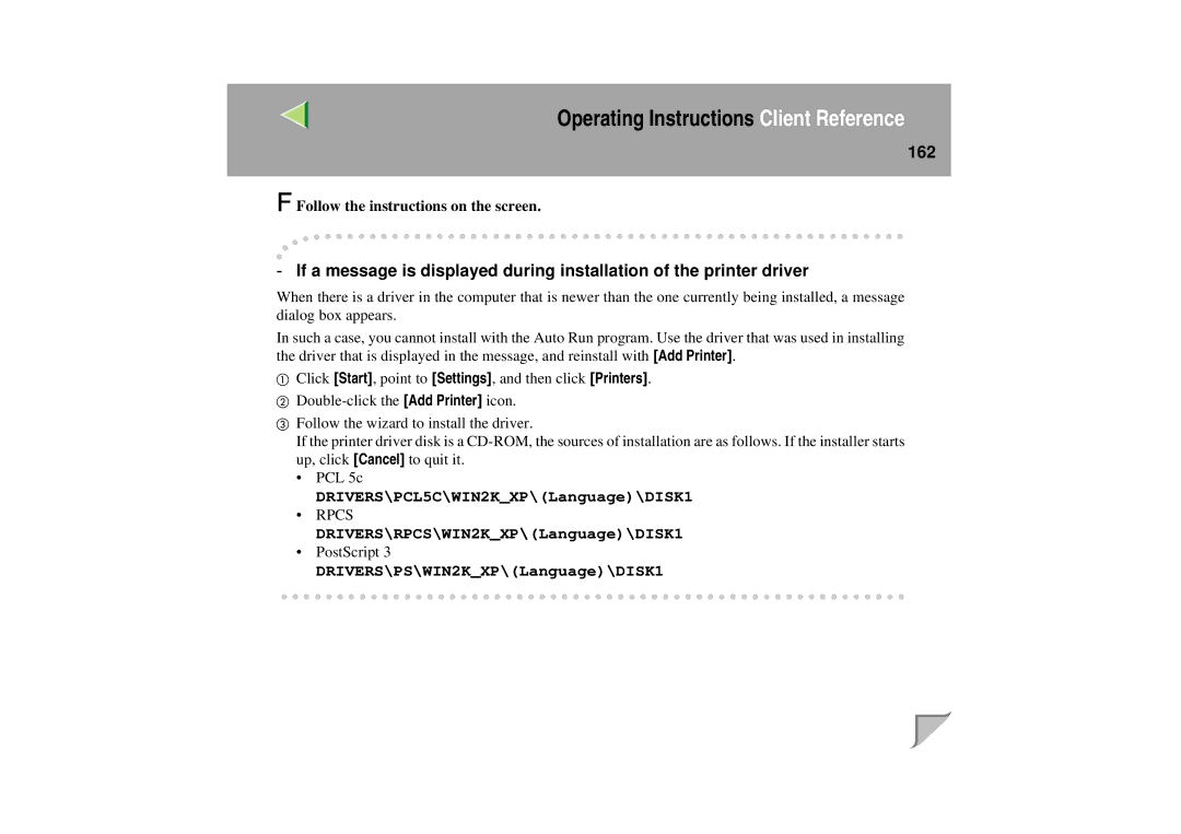 Lanier LP 036c operating instructions 162 