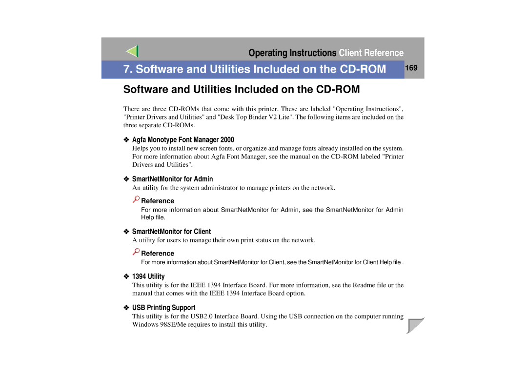 Lanier LP 036c operating instructions Software and Utilities Included on the CD-ROM 