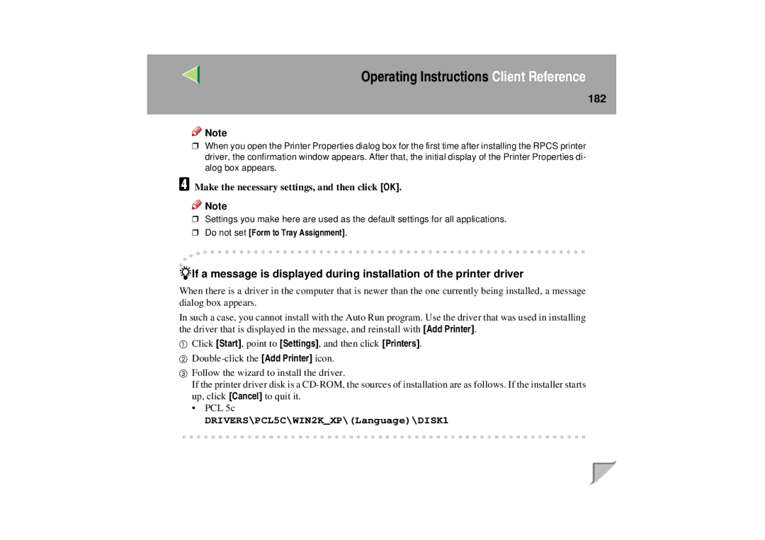 Lanier LP 036c operating instructions 182 