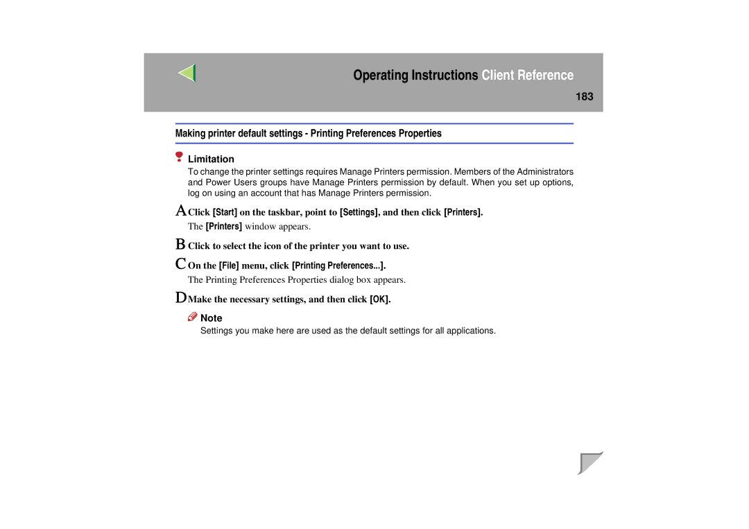 Lanier LP 036c operating instructions On the File menu, click Printing Preferences 