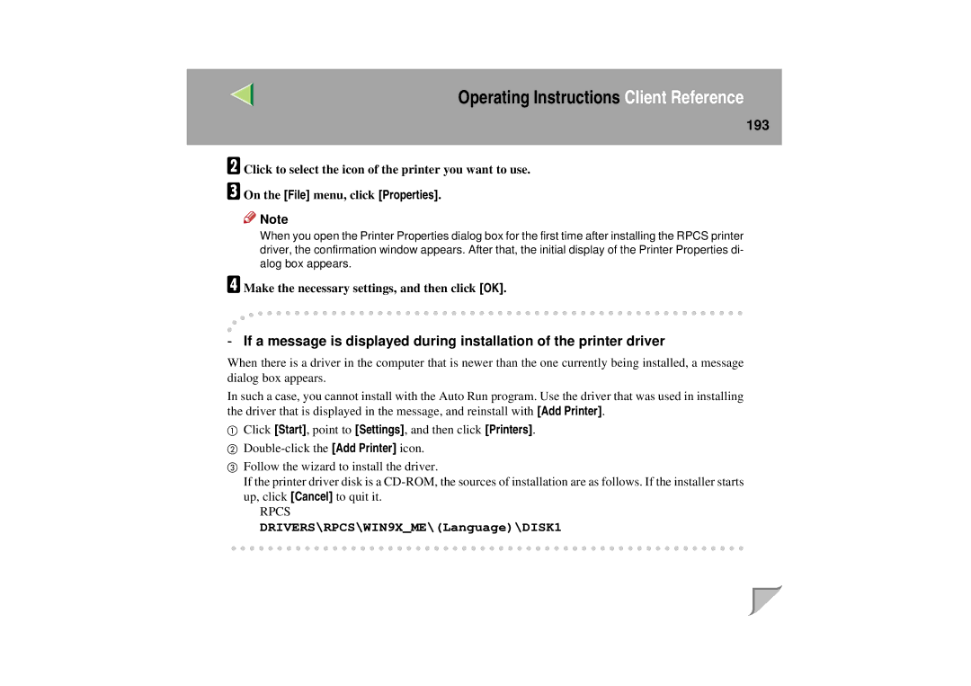 Lanier LP 036c operating instructions 193 