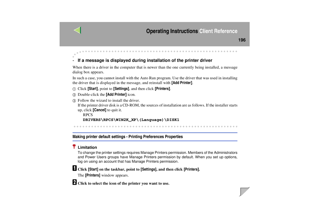 Lanier LP 036c operating instructions Click to select the icon of the printer you want to use 