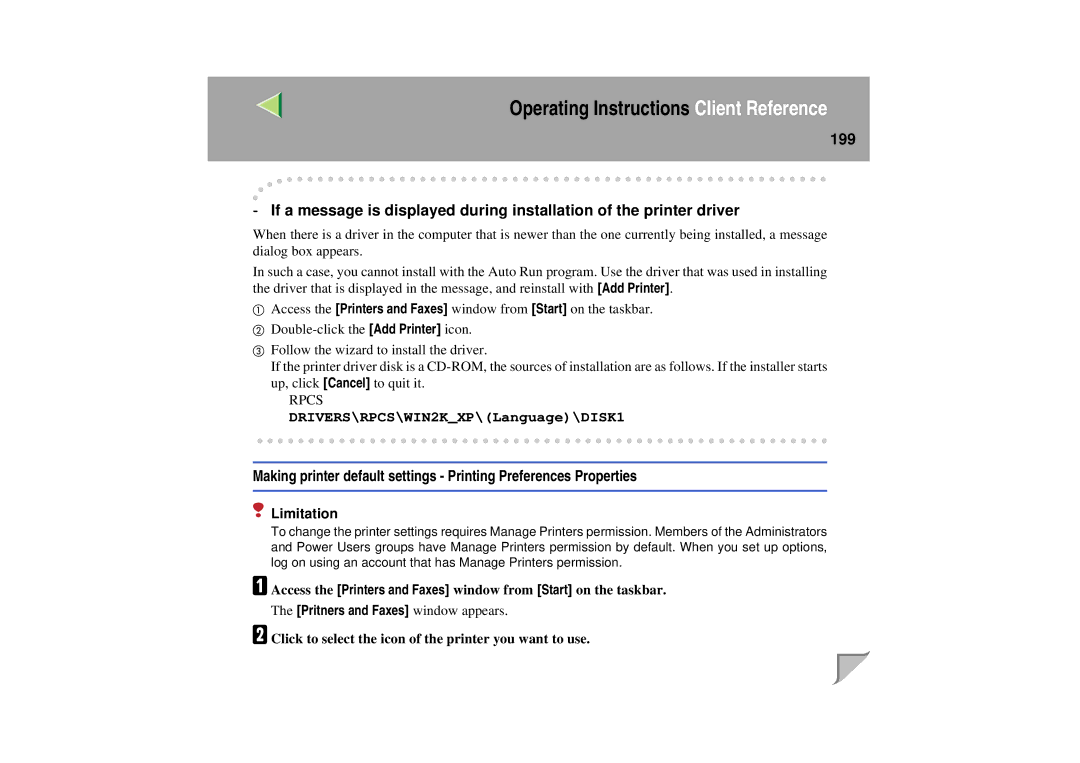 Lanier LP 036c operating instructions Click to select the icon of the printer you want to use 