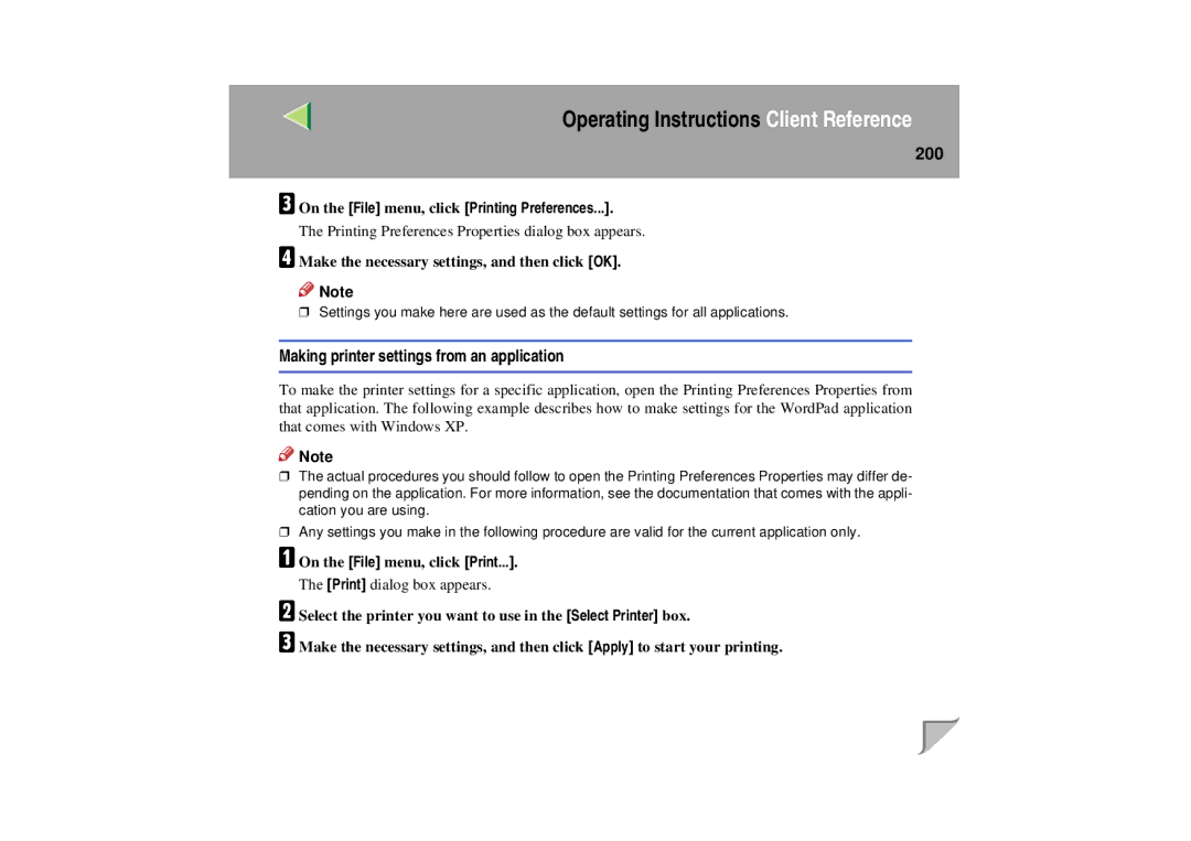 Lanier LP 036c operating instructions 200, On the File menu, click Printing Preferences 