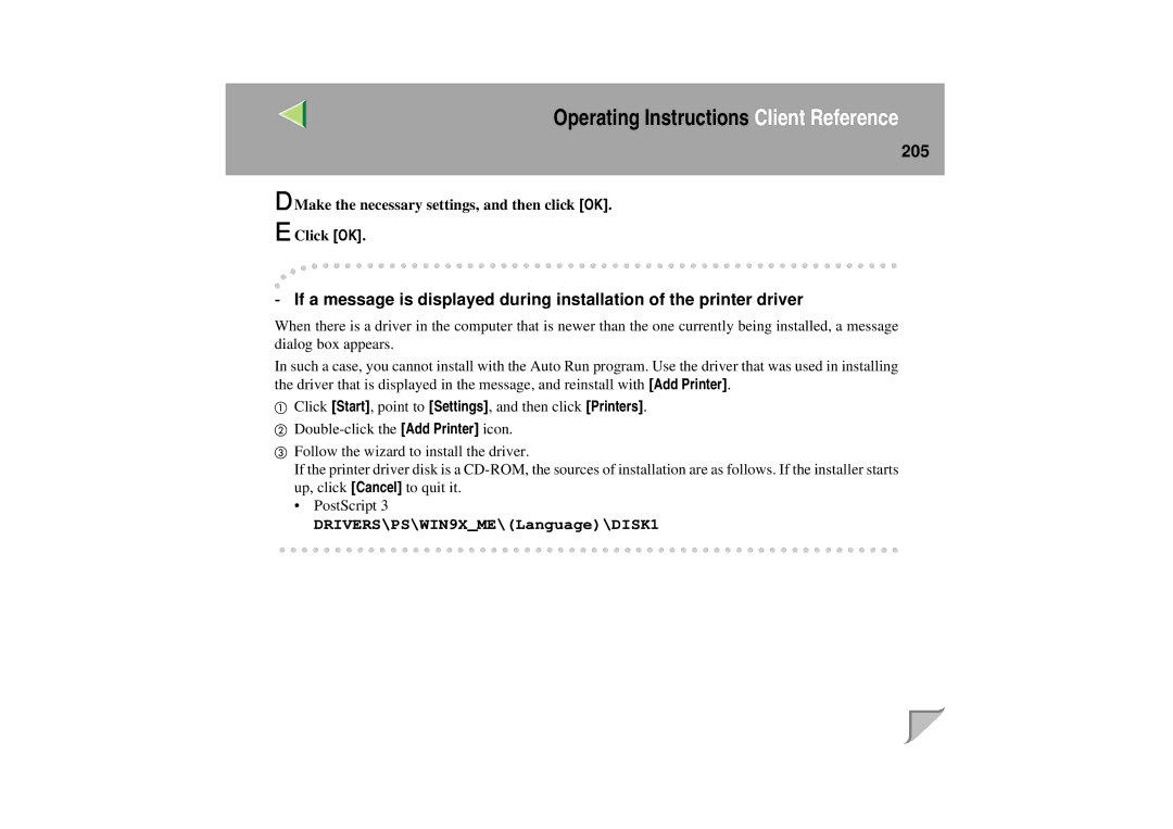 Lanier LP 036c operating instructions 205 