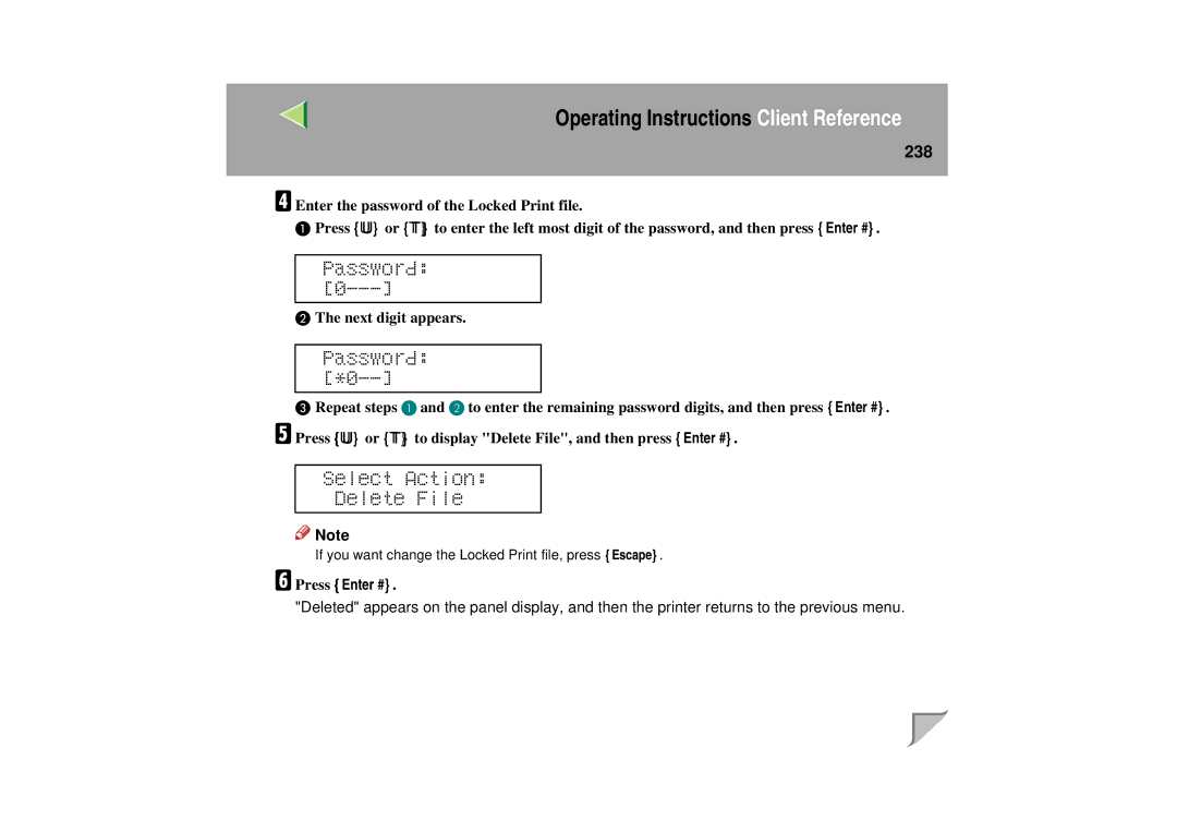 Lanier LP 036c operating instructions 238 