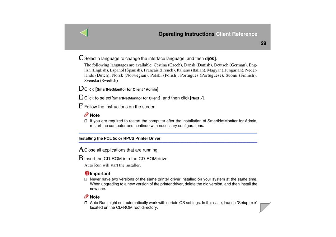 Lanier LP 036c operating instructions Follow the instructions on the screen 