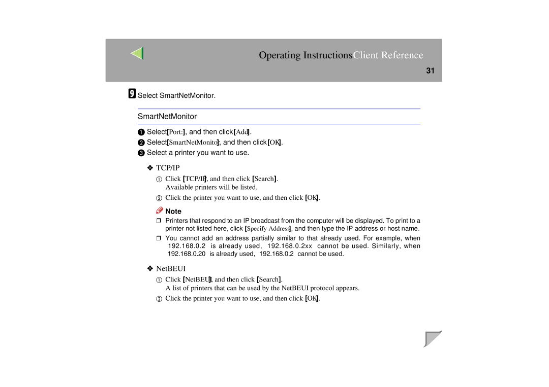 Lanier LP 036c operating instructions SmartNetMonitor, NetBEUI 