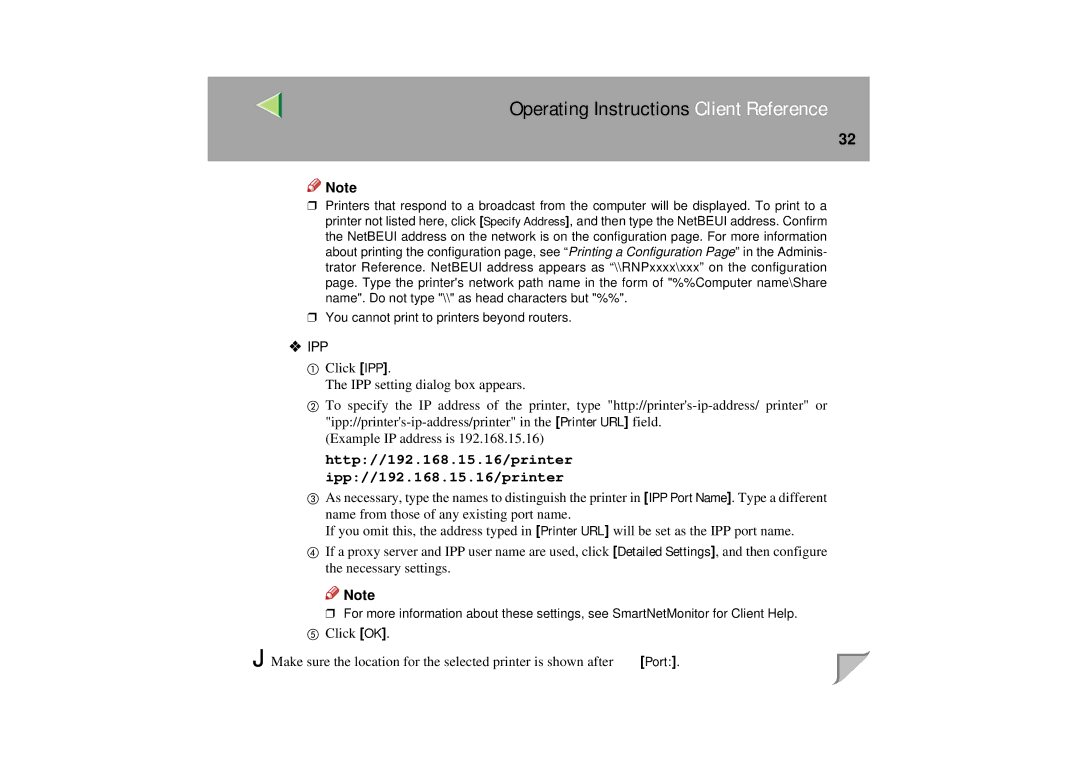 Lanier LP 036c operating instructions Ipp 