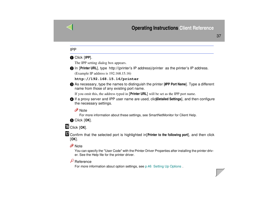 Lanier LP 036c operating instructions Ipp 