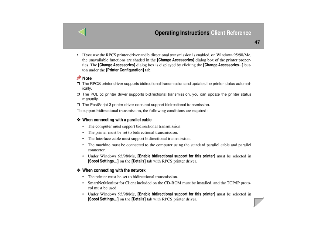 Lanier LP 036c operating instructions When connecting with a parallel cable, When connecting with the network 