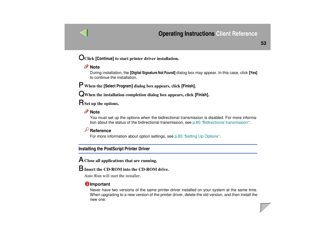 Lanier LP 036c operating instructions Click Continue to start printer driver installation 