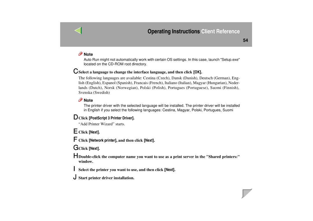 Lanier LP 036c operating instructions Click PostScript 3 Printer Driver 