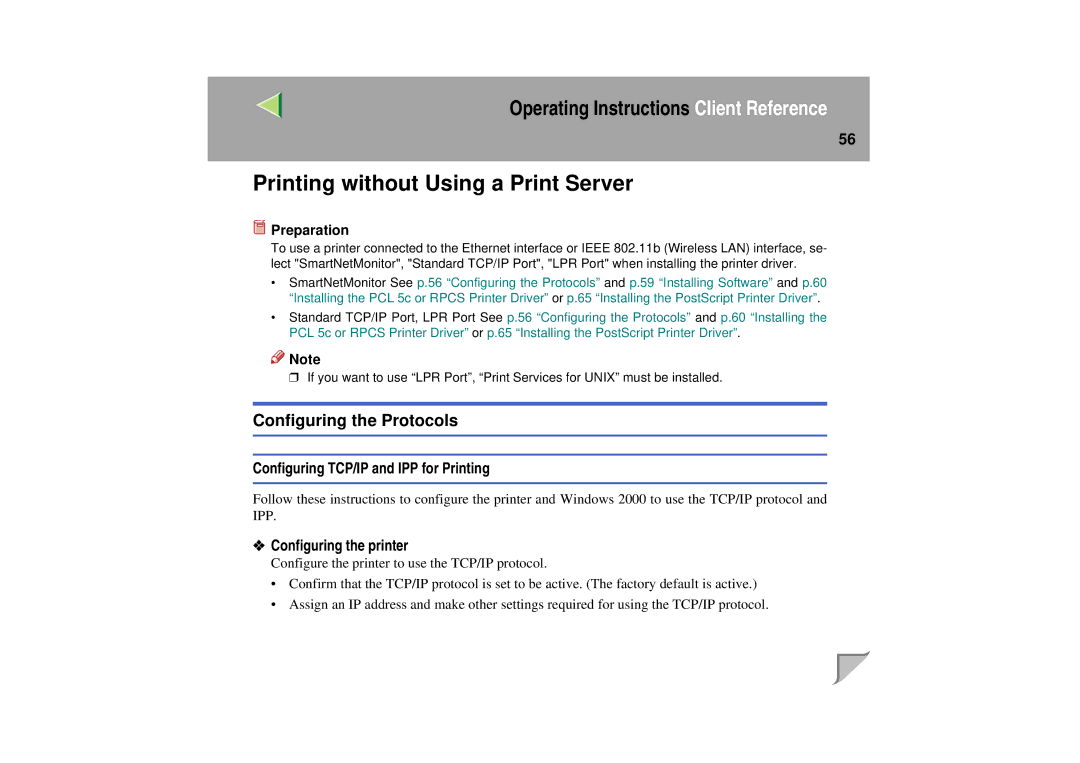 Lanier LP 036c operating instructions Printing without Using a Print Server 