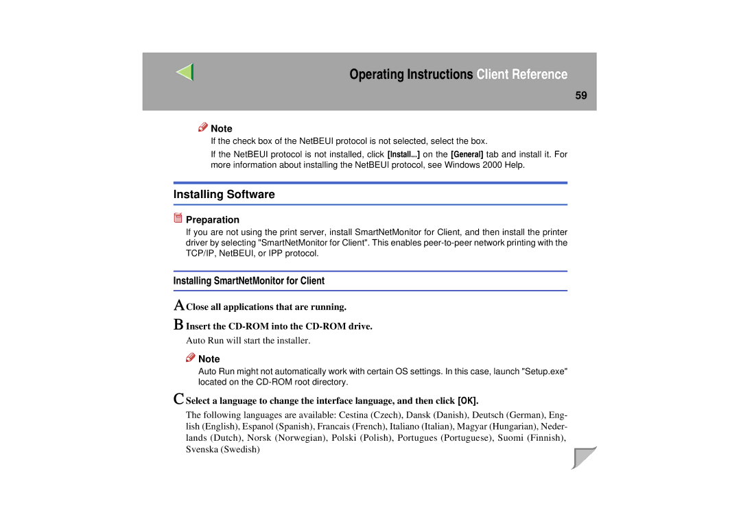 Lanier LP 036c operating instructions Installing Software 