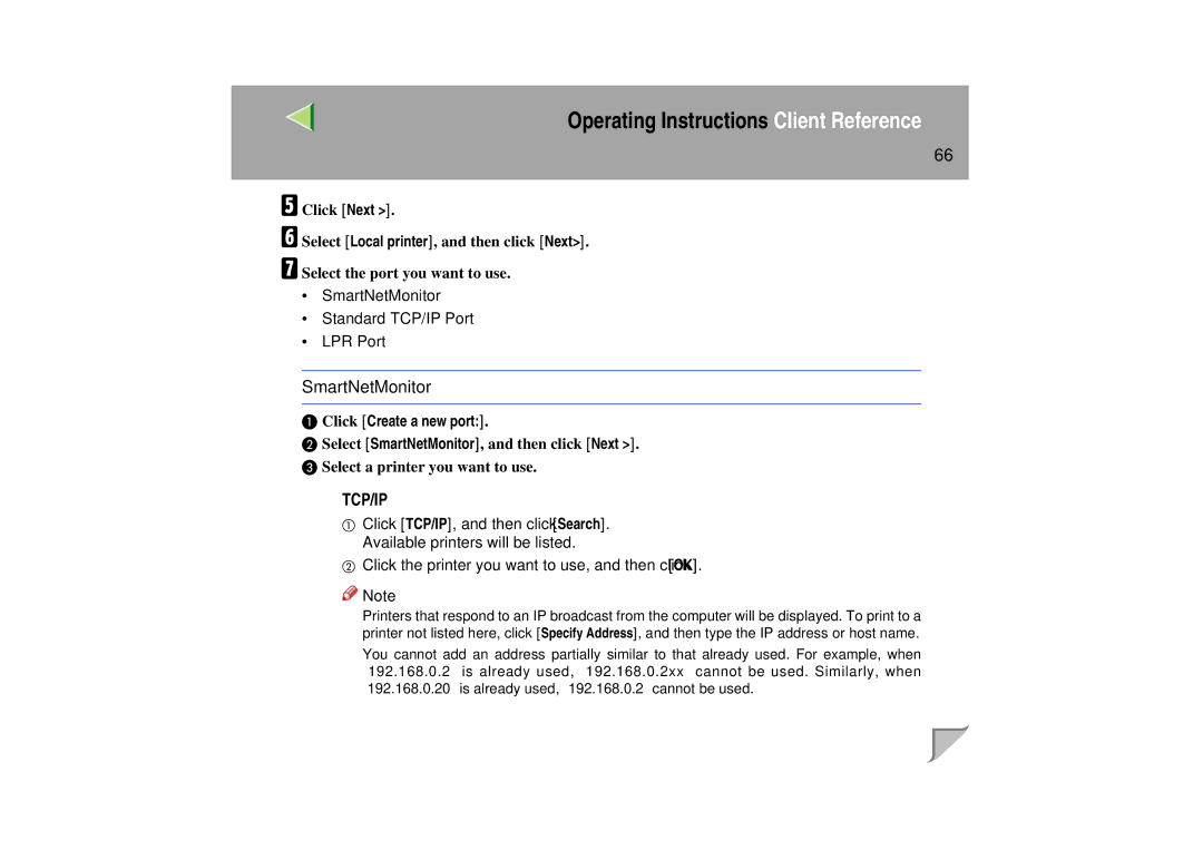 Lanier LP 036c operating instructions Click Next, Click Create a new port 