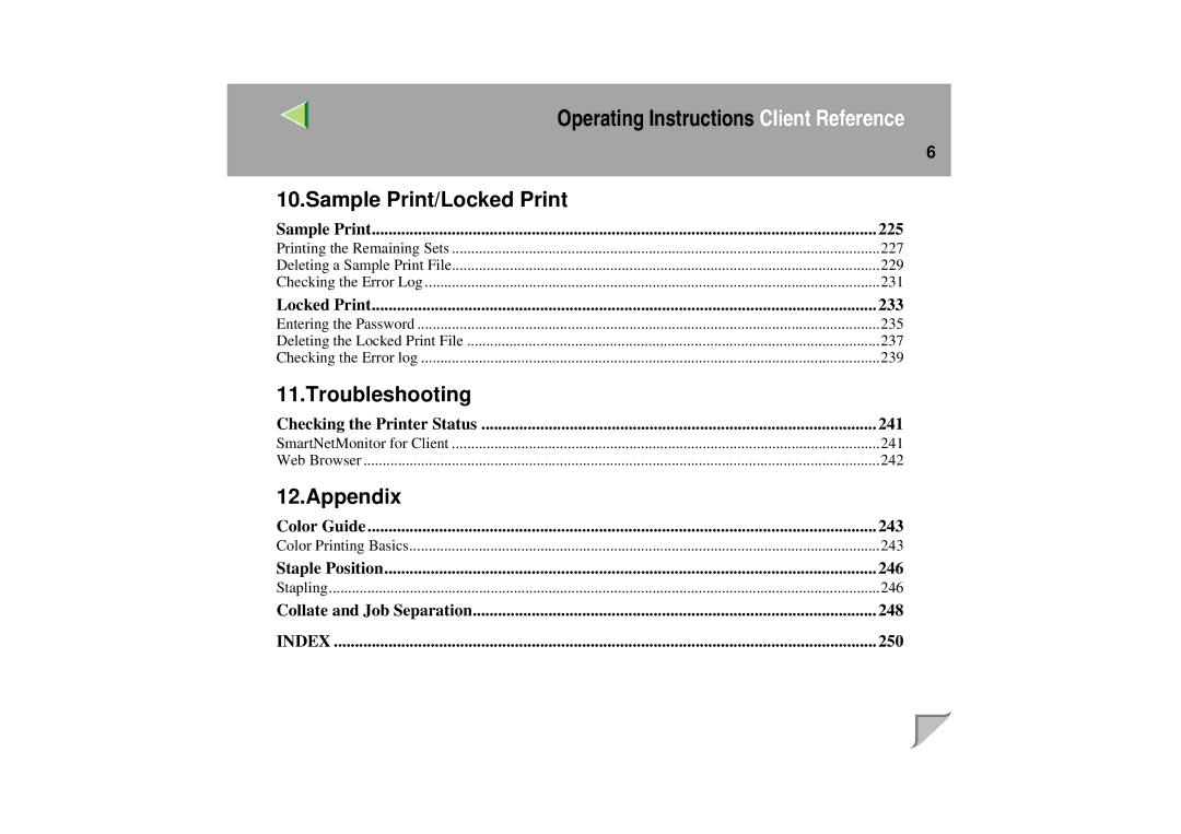 Lanier LP 036c operating instructions Troubleshooting 