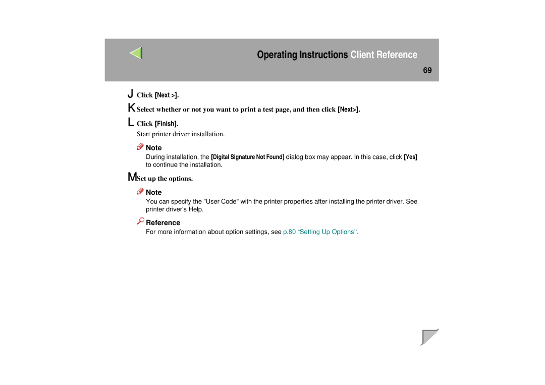 Lanier LP 036c operating instructions Start printer driver installation 