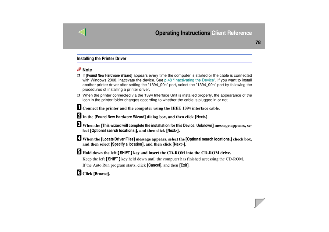 Lanier LP 036c operating instructions Installing the Printer Driver, Click Browse 