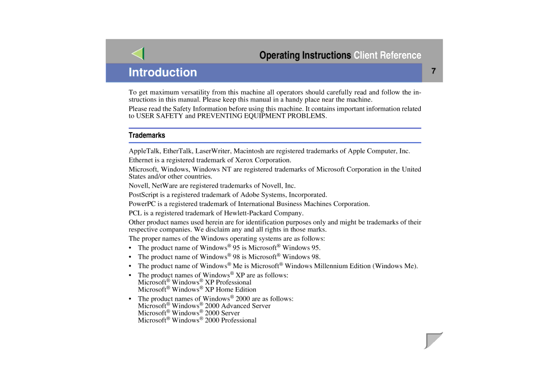 Lanier LP 036c operating instructions Introduction, Trademarks 