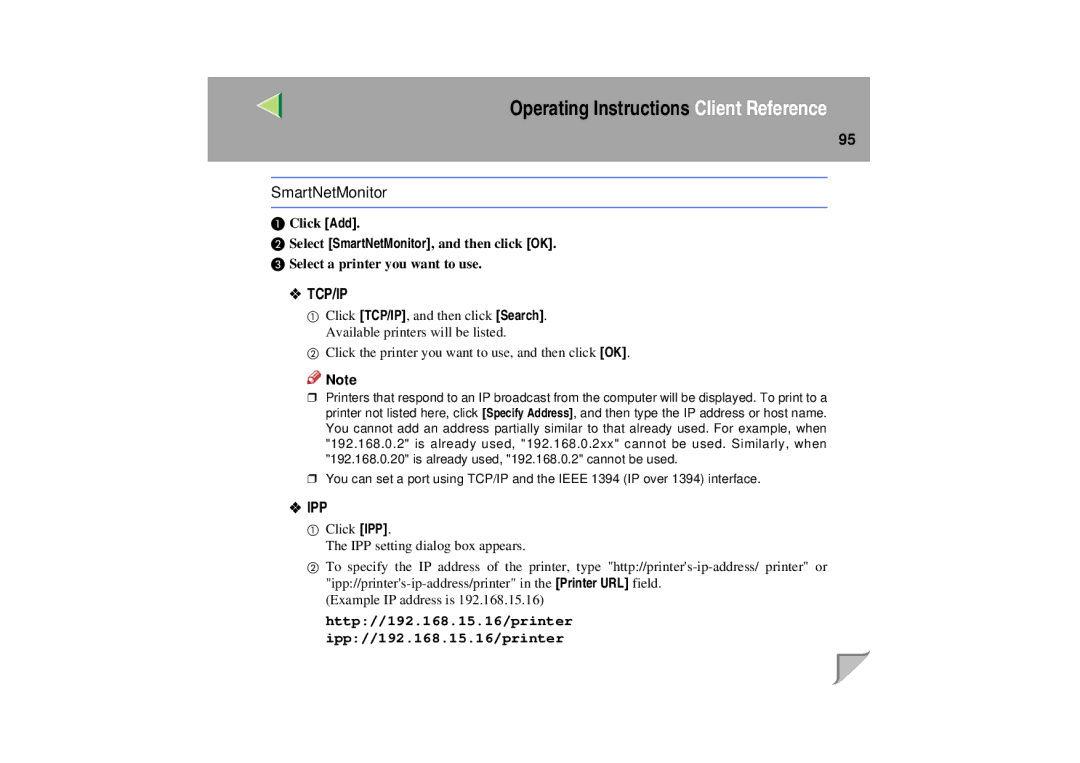 Lanier LP 036c operating instructions Tcp/Ip 