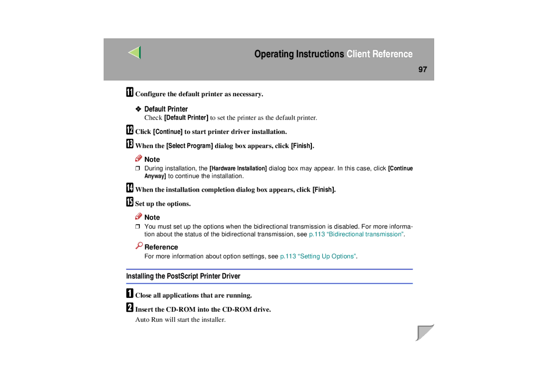 Lanier LP 036c operating instructions Default Printer 