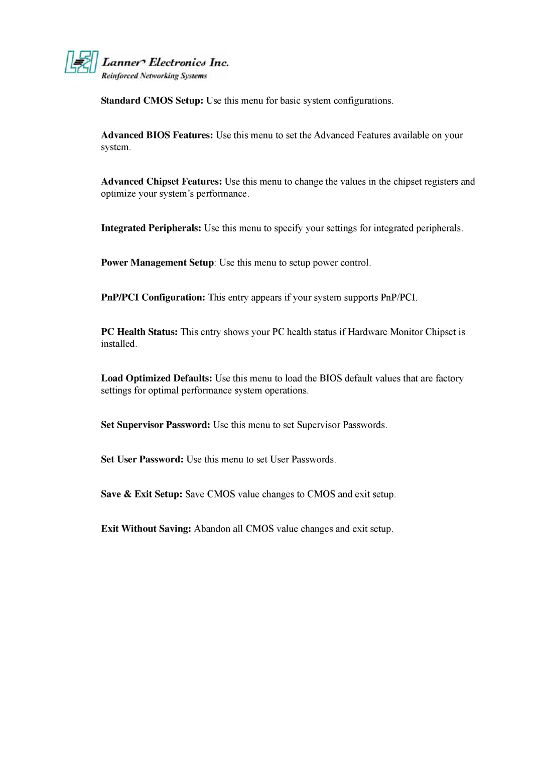 Lanner electronic FW-6420 manual 