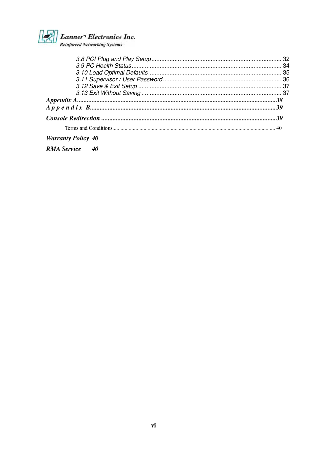 Lanner electronic FW-6420 manual P e n d i x B, Warranty Policy RMA Service 