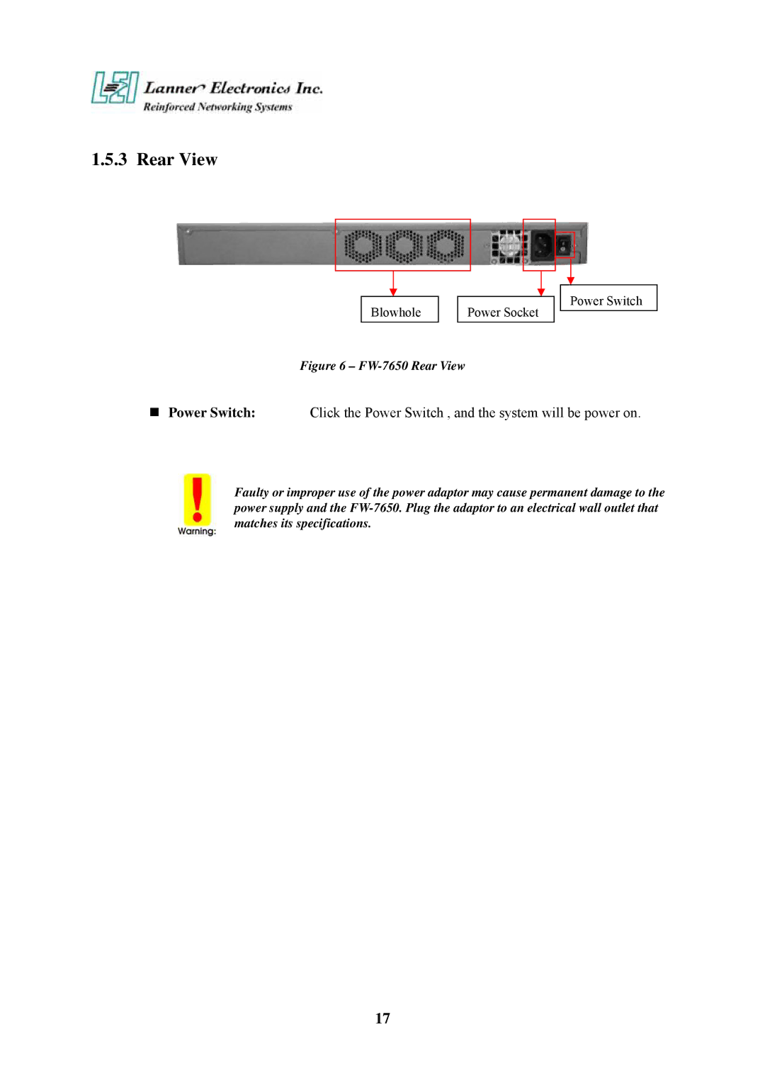 Lanner electronic manual FW-7650 Rear View 