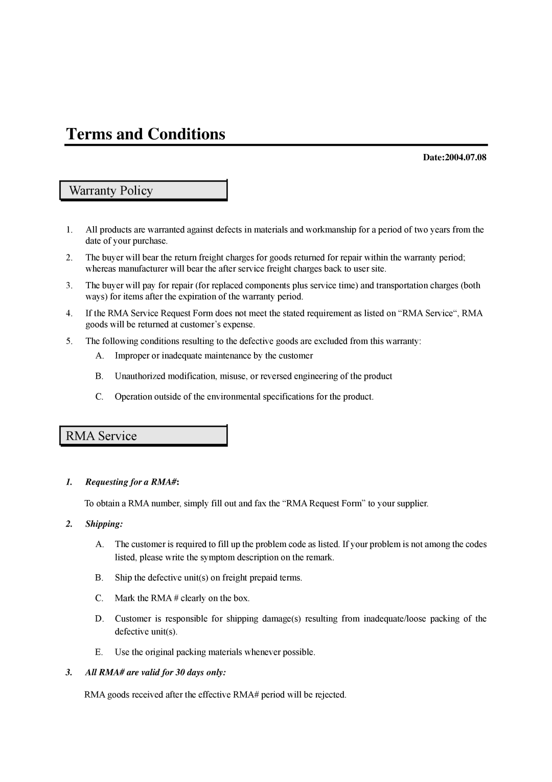 Lanner electronic FW-7870 user manual Terms and Conditions, Warranty Policy 