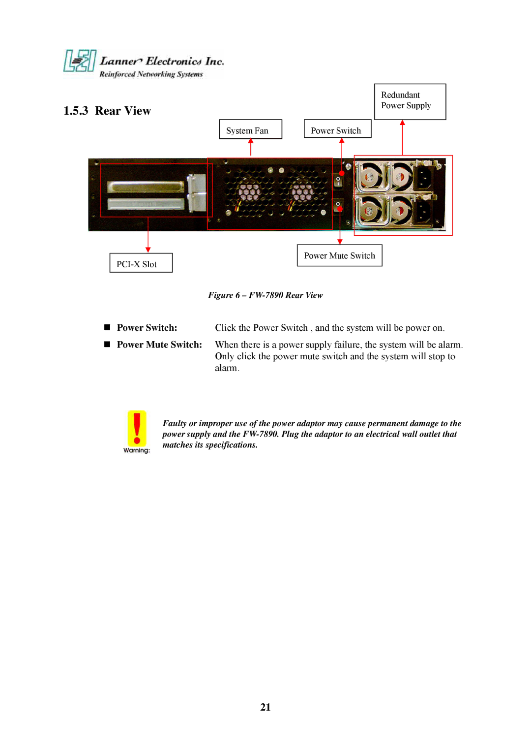 Lanner electronic user manual FW-7890 Rear View 