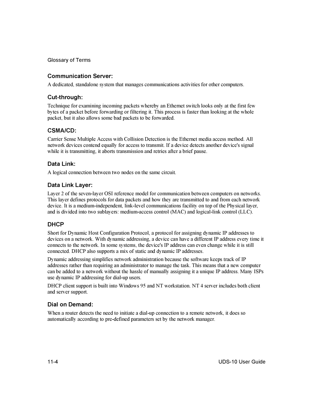 Lantronix 10 manual Csma/Cd, Dhcp 