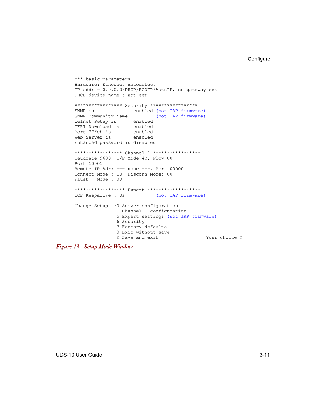 Lantronix 10 manual Setup Mode Window 