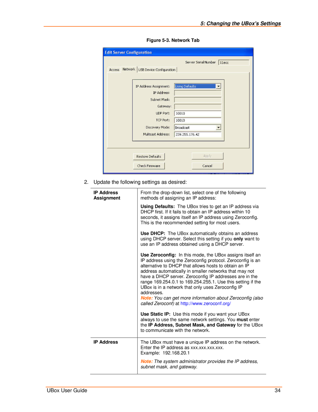 Lantronix 2100, 4100 manual Assignment, IP Address, Subnet Mask, and Gateway for the UBox 