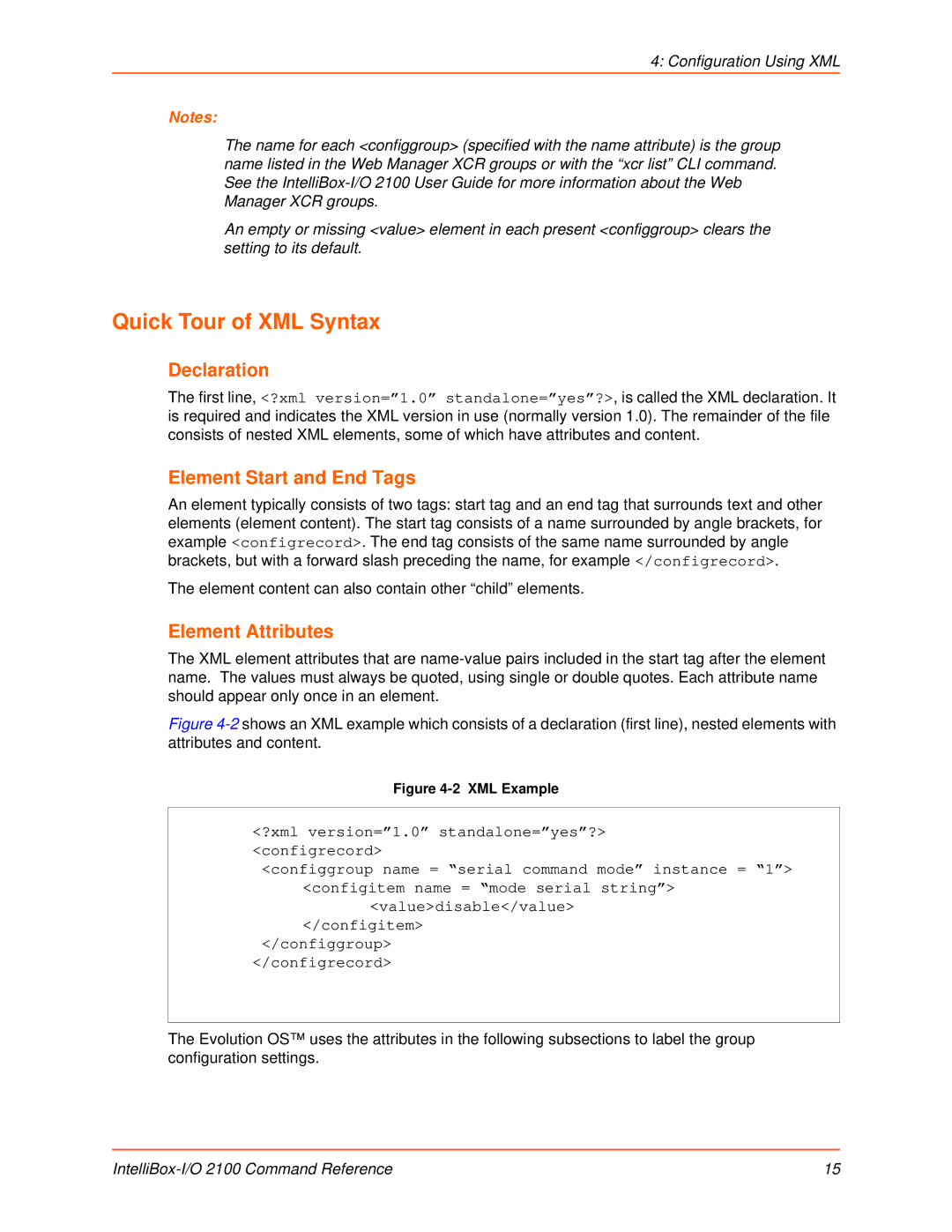 Lantronix 2100 manual Quick Tour of XML Syntax, Declaration 