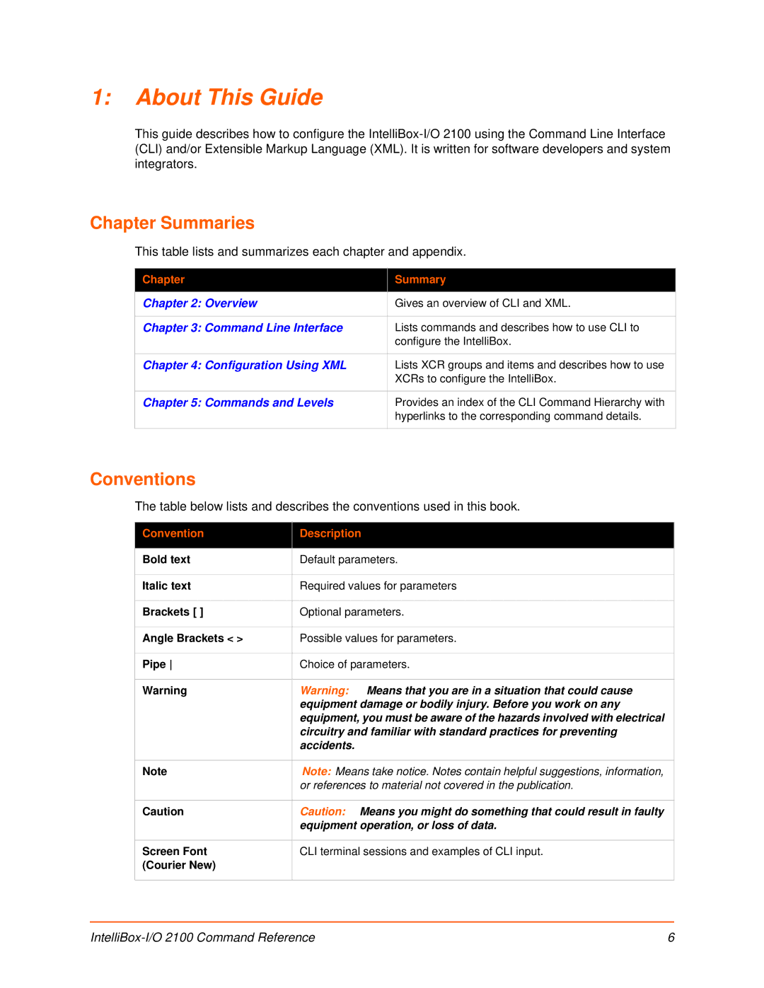 Lantronix 2100 manual Chapter Summaries, Conventions, Chapter Summary, Convention Description 