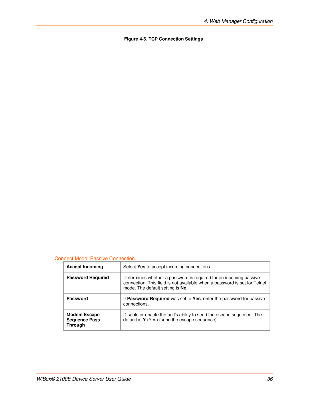 Lantronix 2100E manual Connect Mode Passive Connection 